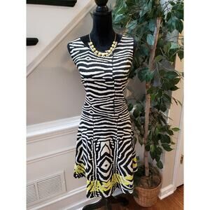 Last Exit Fit & Flare Dress Womens 2X White Black Zebra Print Stretch Sleeveless
